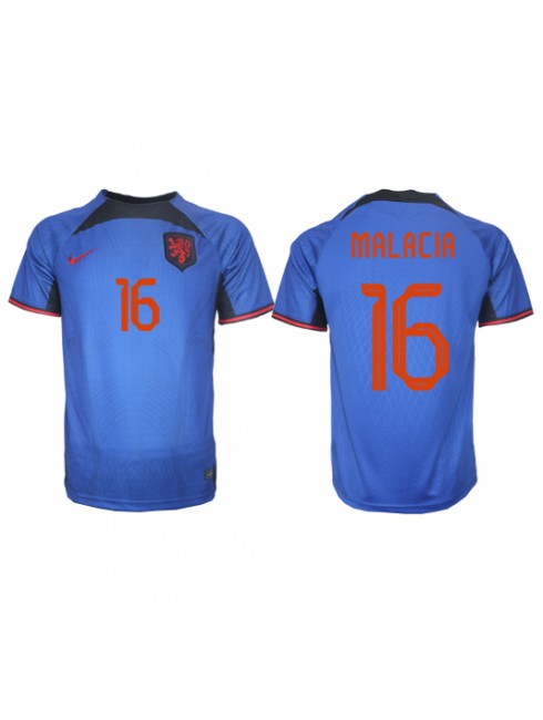 Nederländerna Tyrell Malacia #16 Replika Borta Kläder VM 2022 Kortärmad